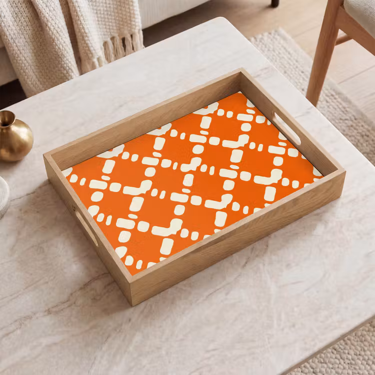 Dienblad - Oranje - Ruitpatroon - Wit — 2