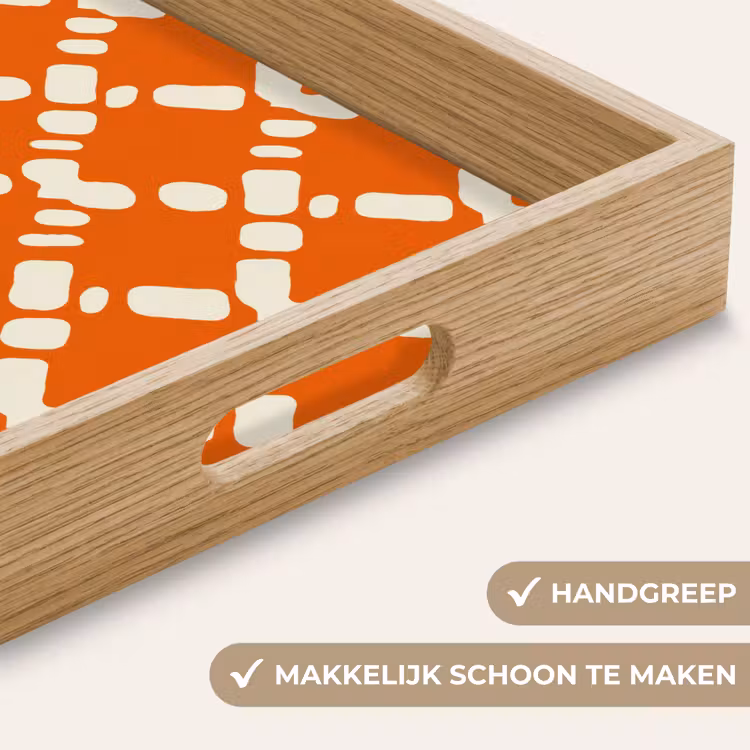Dienblad - Oranje - Ruitpatroon - Wit — 5