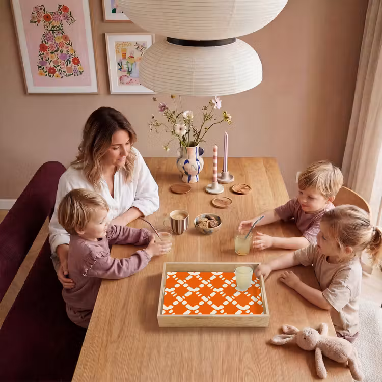 Dienblad - Oranje - Ruitpatroon - Wit — 7