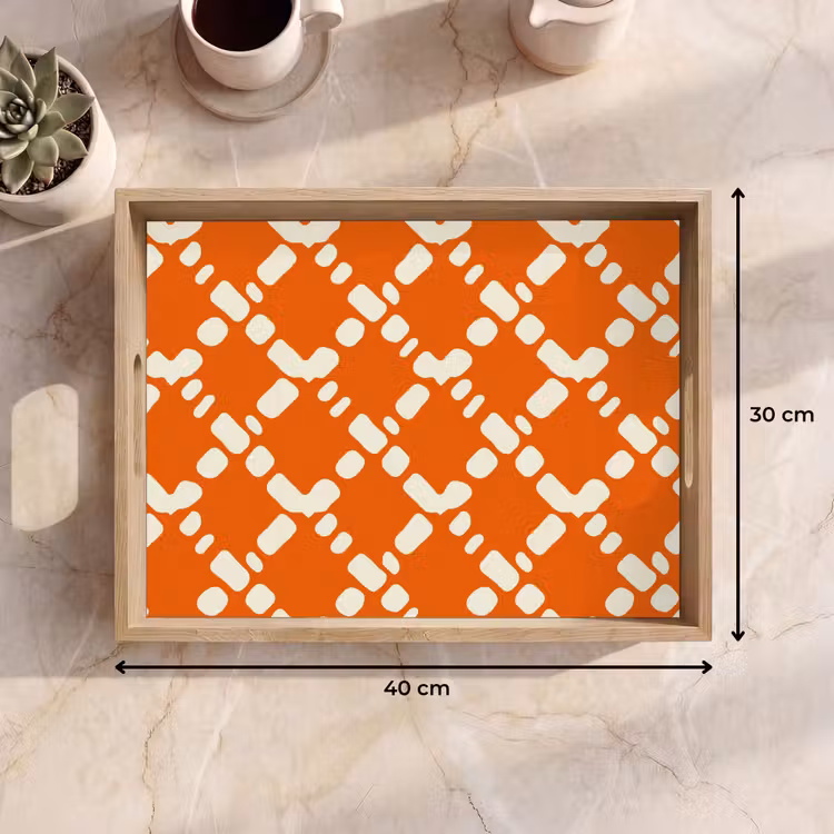 Dienblad - Oranje - Ruitpatroon - Wit — 9