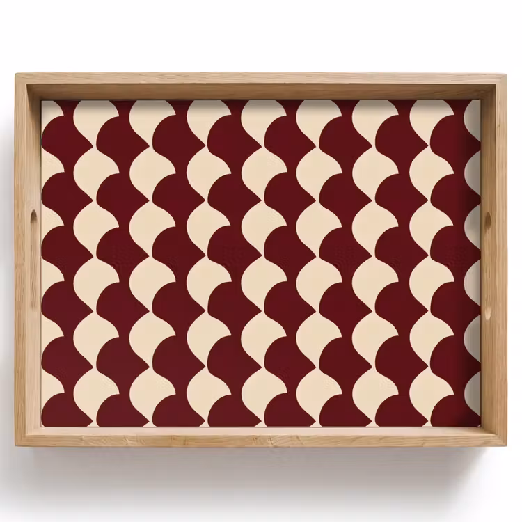 Dienblad - Rood - Tegelpatroon - Crème — 1