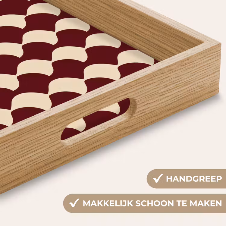 Dienblad - Rood - Tegelpatroon - Crème — 5