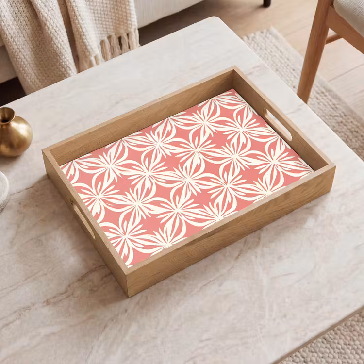 Dienblad - Roze - Bloemenmotief - Wit - Modern — 2