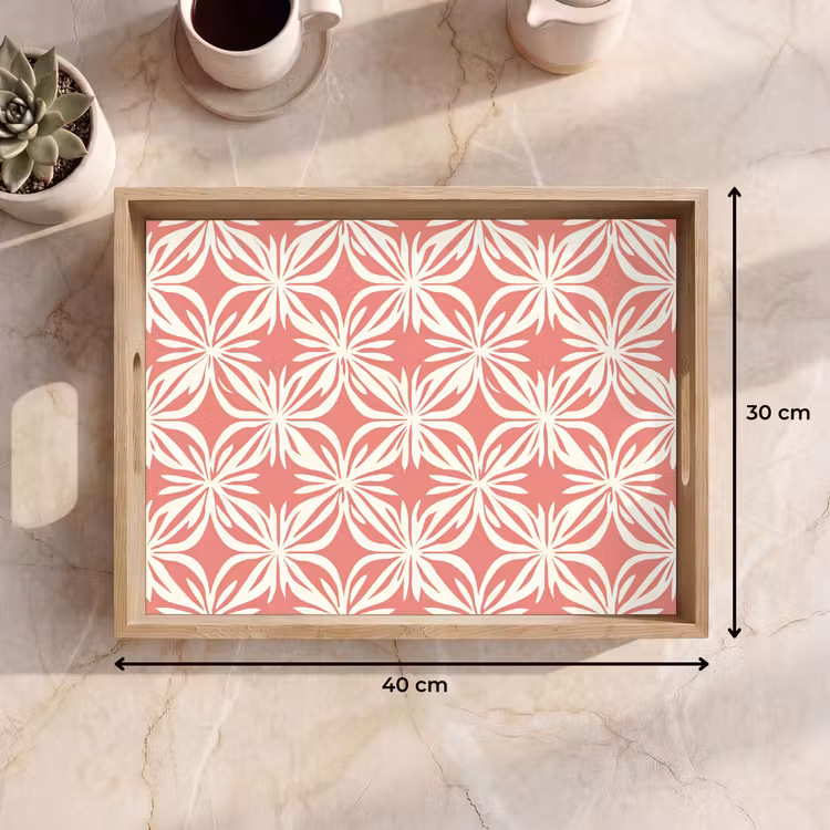 Dienblad - Roze - Bloemenmotief - Wit - Modern — 9