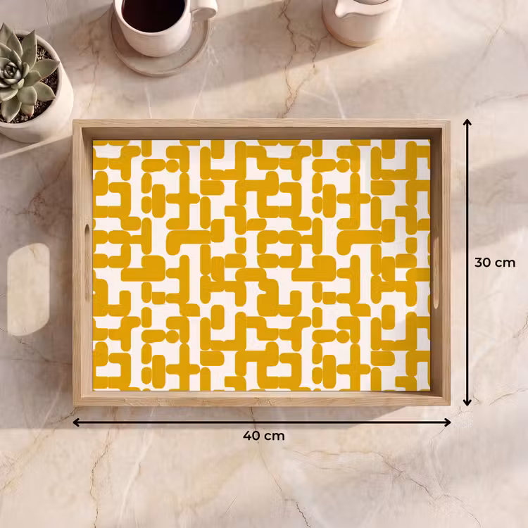 Dienblad - Geel - Beige - Patroon — 9