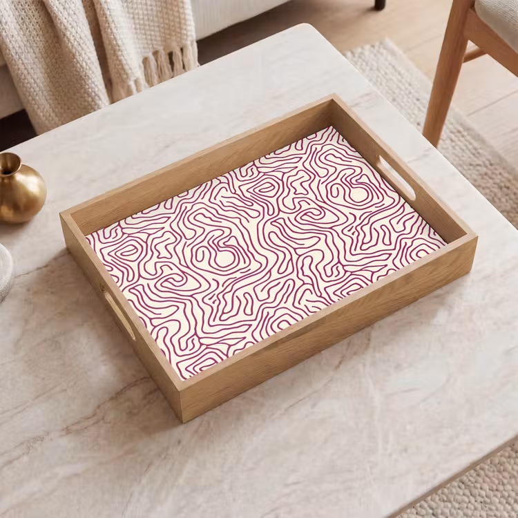 Dienblad - Kronkelende lijn - Magenta - Crème — 2