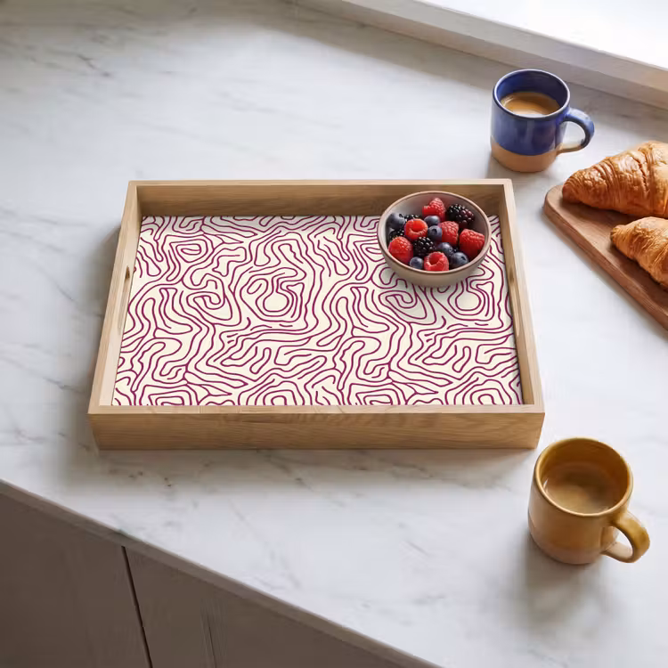 Dienblad - Kronkelende lijn - Magenta - Crème — 4