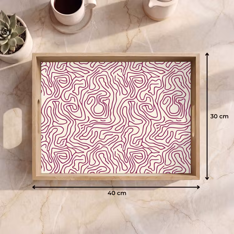Dienblad - Kronkelende lijn - Magenta - Crème — 9