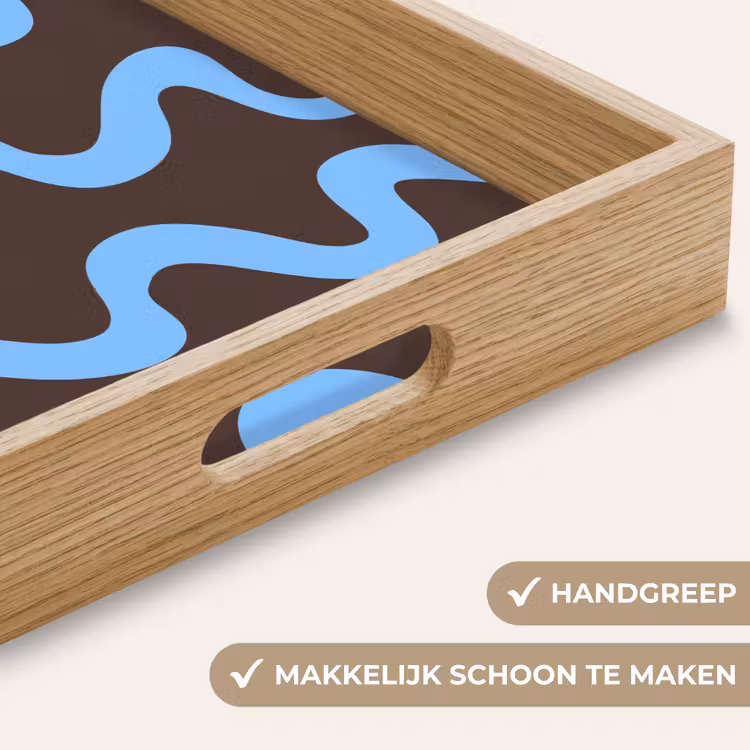 Dienblad - Kronkelende lijnen - Blauw - Bruin - Minimalistisch — 5