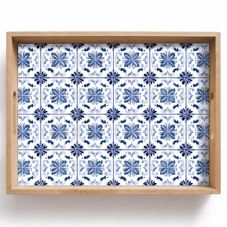 Dienblad - Patroon - Tegel - Blauw — 1