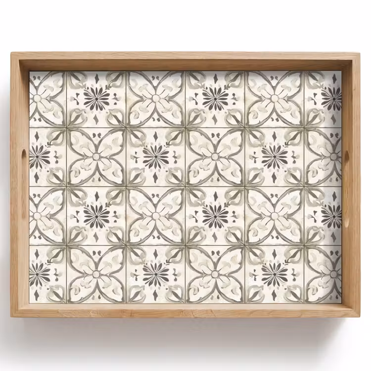 Dienblad - Antiek - Tegel - Beige — 1