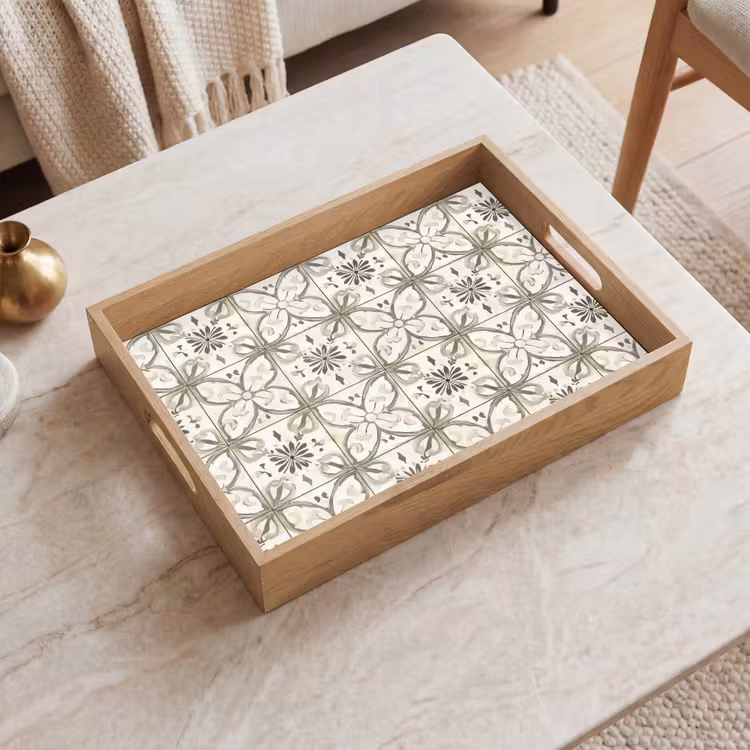Dienblad - Antiek - Tegel - Beige — 2