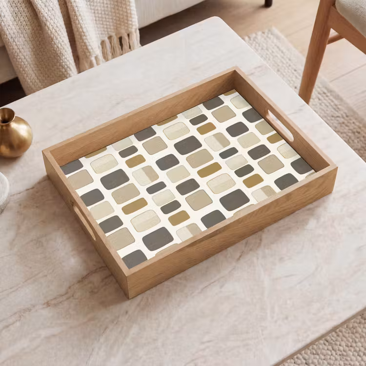 Dienblad - Blokken - Vintage - Grijs — 2
