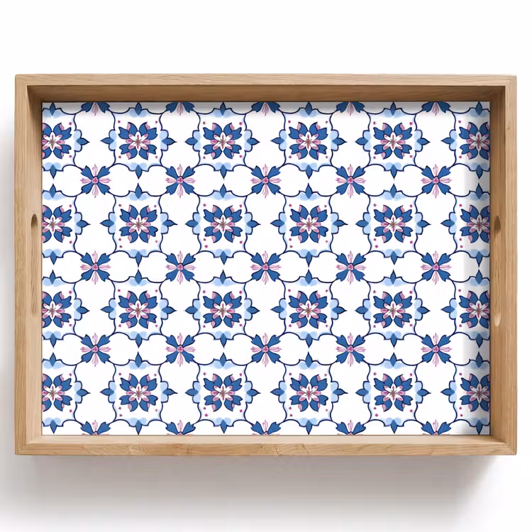 Dienblad - Modern - Patroon - Blauw - Roze — 1