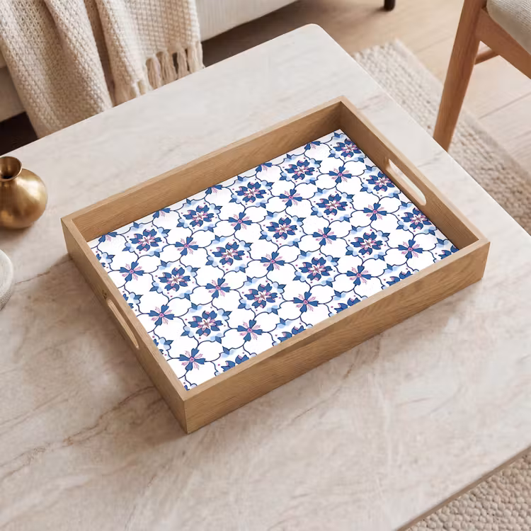 Dienblad - Modern - Patroon - Blauw - Roze — 2