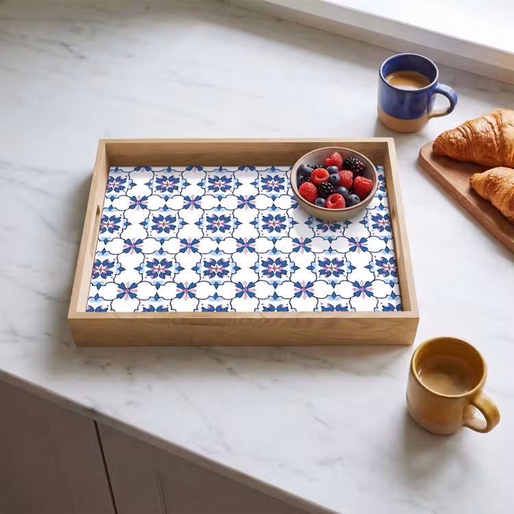 Dienblad - Modern - Patroon - Blauw - Roze — 4