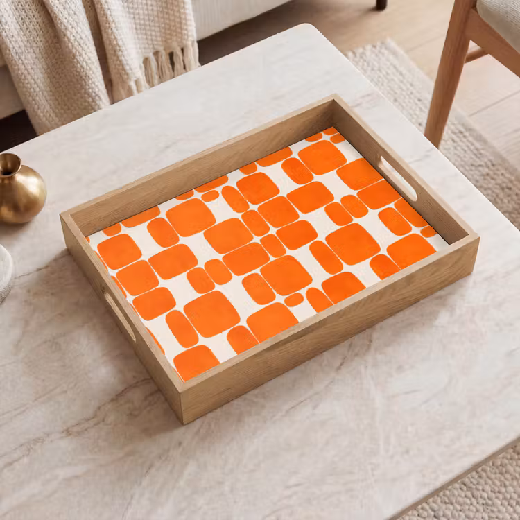 Dienblad - Patroon - Retro - Oranje — 2