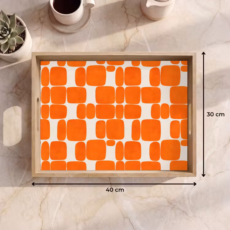 Dienblad - Patroon - Retro - Oranje — 9