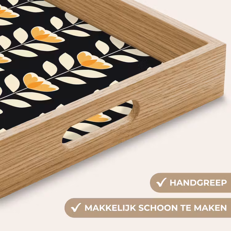 Dienblad - Retro - Bloem - Zwart - Okergeel — 5