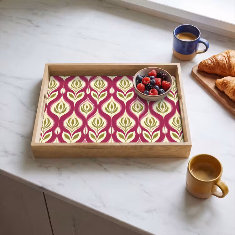 Dienblad - Retro - Floraal - Paars — 4