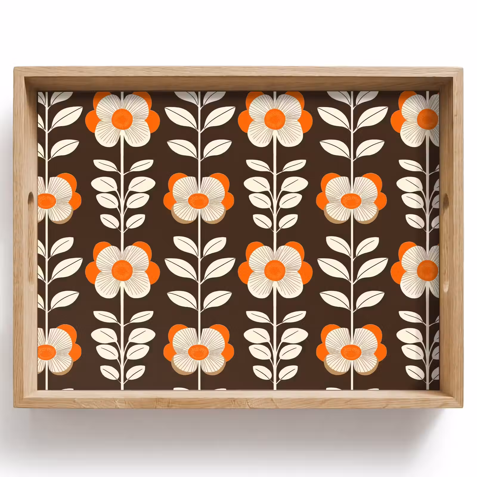 Dienblad - Bloemen - Retro - Bruin — 1