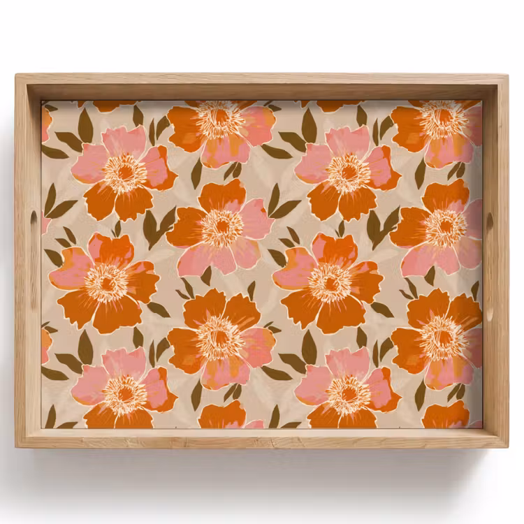 Dienblad - Bloemen - Motief - Retro — 1