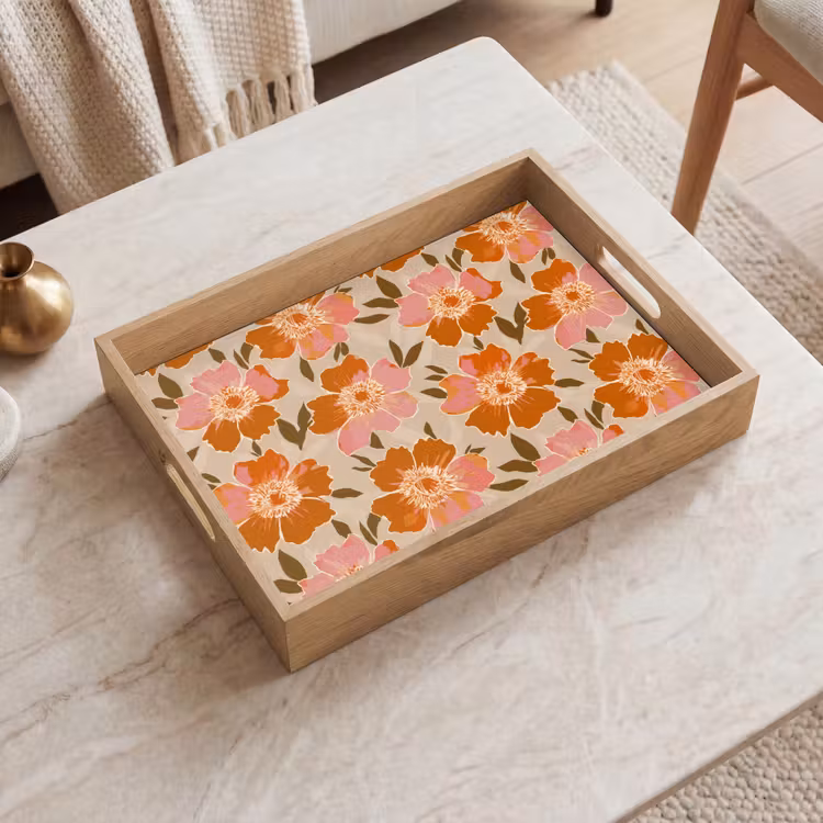 Dienblad - Bloemen - Motief - Retro — 2