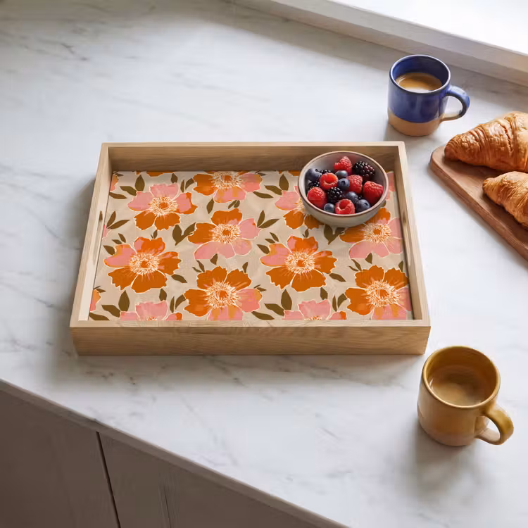 Dienblad - Bloemen - Motief - Retro — 4