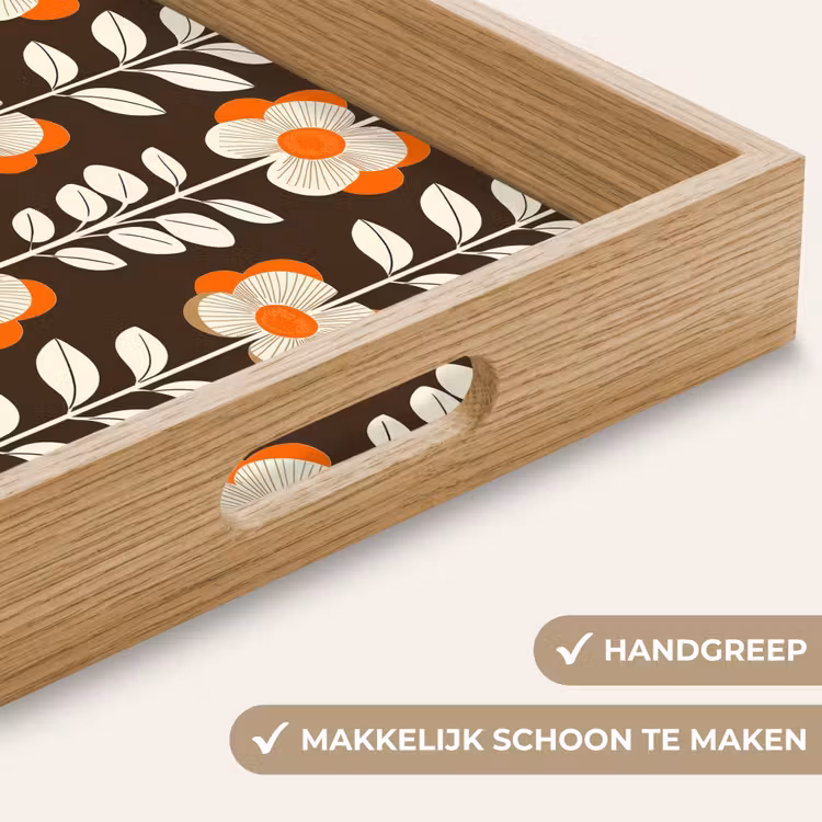 Dienblad - Bloemen - Retro - Bruin — 5