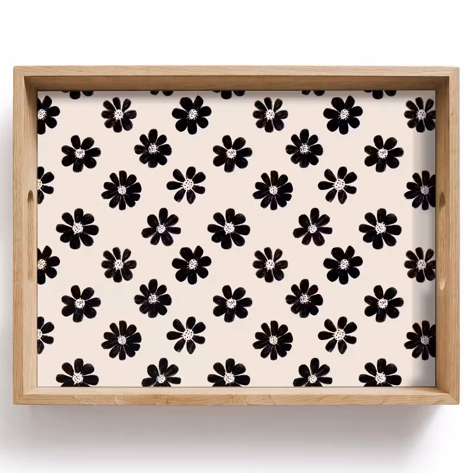 Dienblad - Grafisch - Madeliefjes - Zwart - Beige — 1