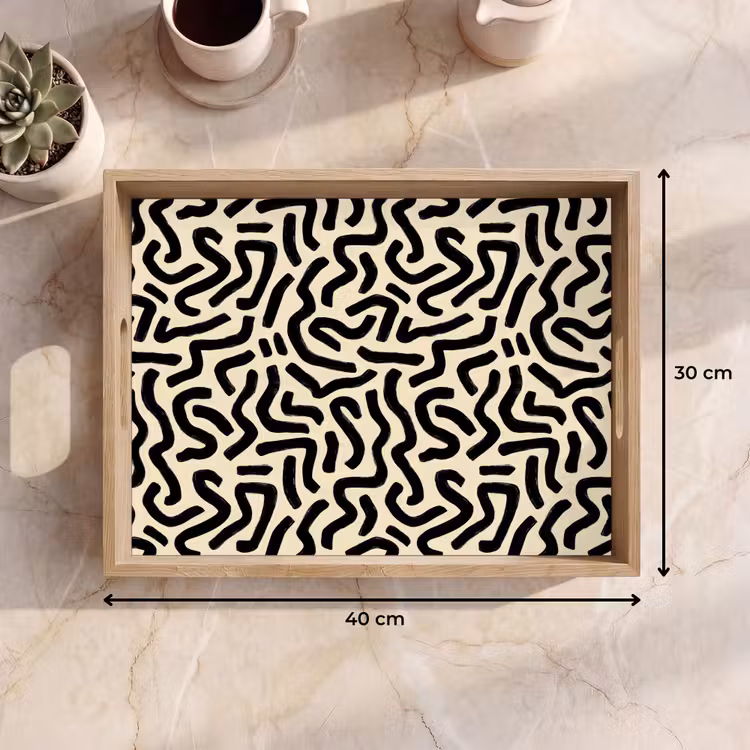 Dienblad - Abstract - Lijnen - Zwart — 9