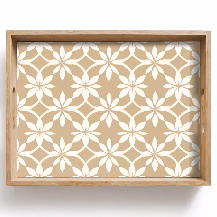 Dienblad - Bloemen - Patroon - Beige — 1