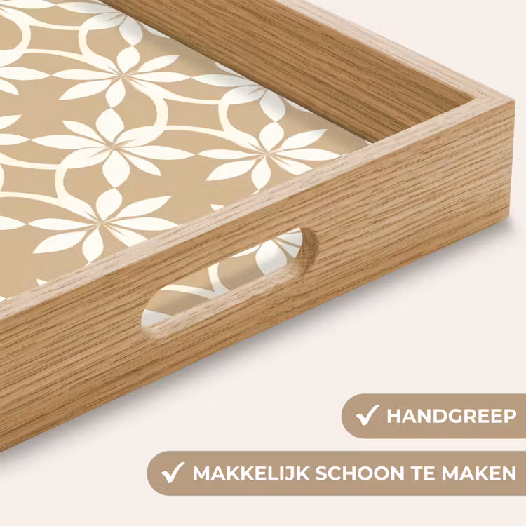Dienblad - Bloemen - Patroon - Beige — 5