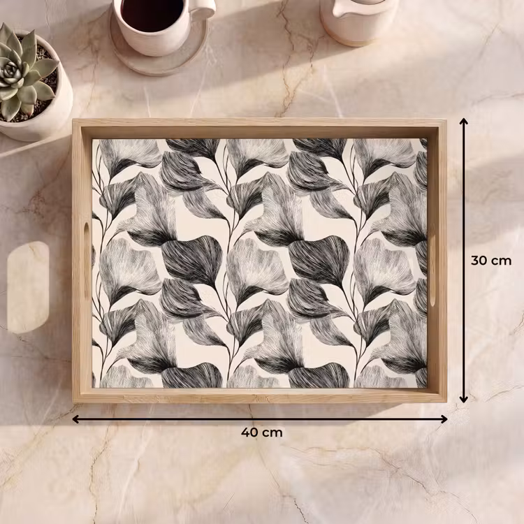 Dienblad - Botanisch - Bladeren - Zwart — 9