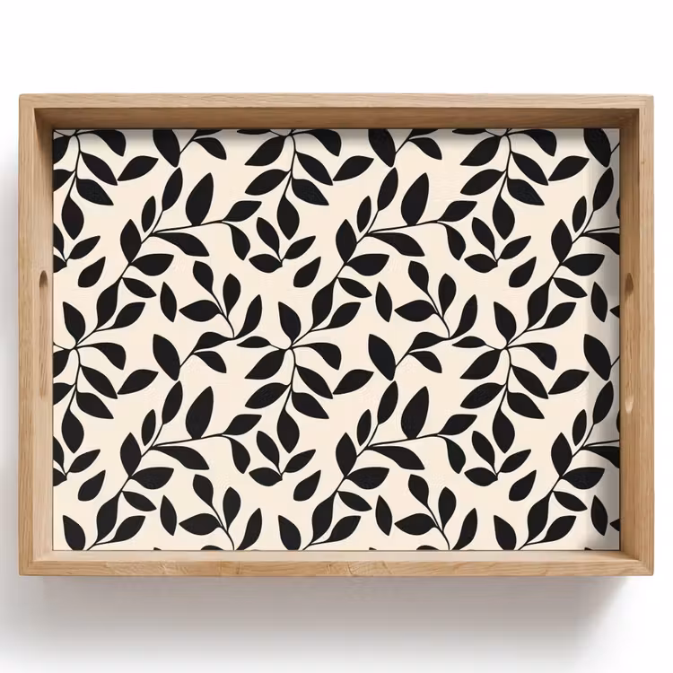 Dienblad - Elegant - Patroon - Zwart - Beige — 1
