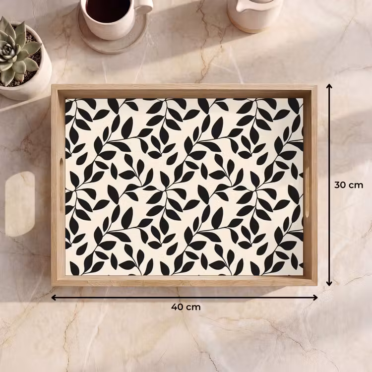 Dienblad - Elegant - Patroon - Zwart - Beige — 9