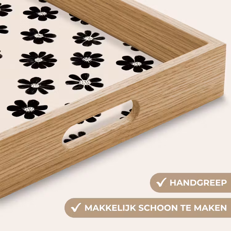 Dienblad - Grafisch - Madeliefjes - Zwart - Beige — 5