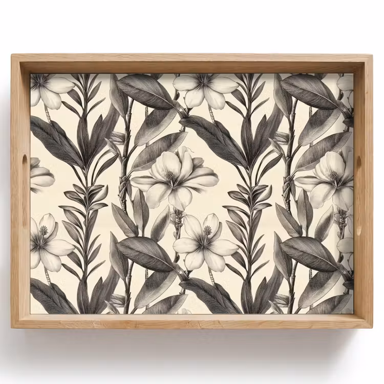 Dienblad - Klassiek - Botanisch - Zwart - Beige — 1