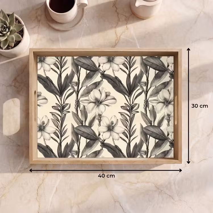 Dienblad - Klassiek - Botanisch - Zwart - Beige — 9