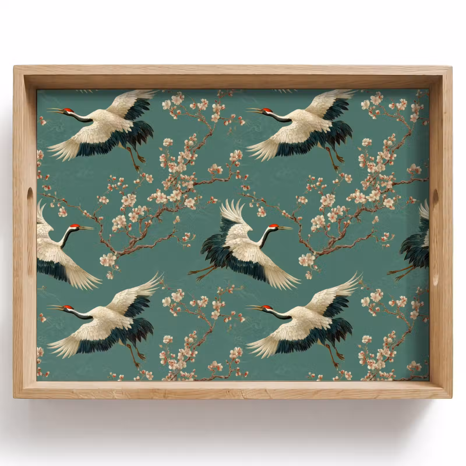 Dienblad - Kersenbloesem - Kraamvogels - Groen — 1