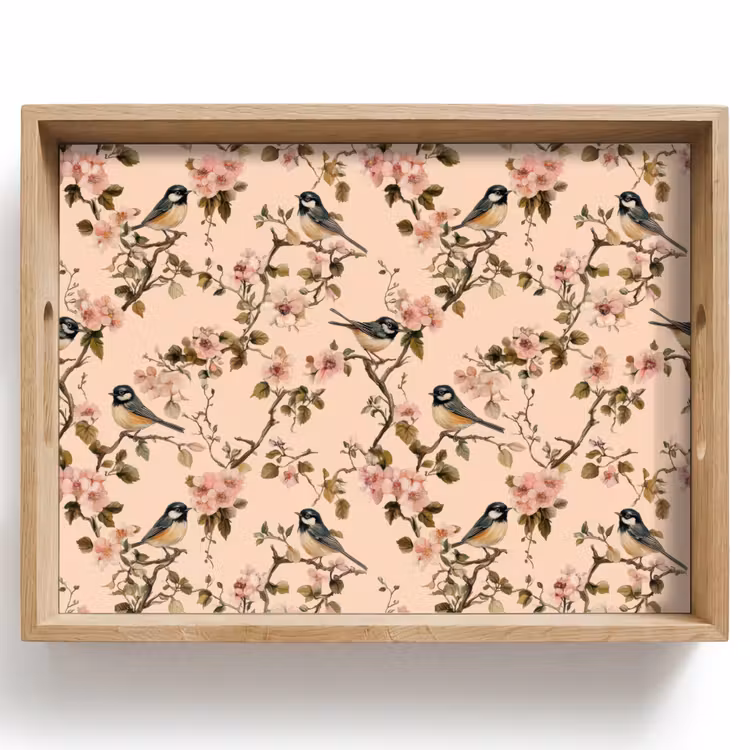 Dienblad - Bloesem - Koolmees - Roze — 1