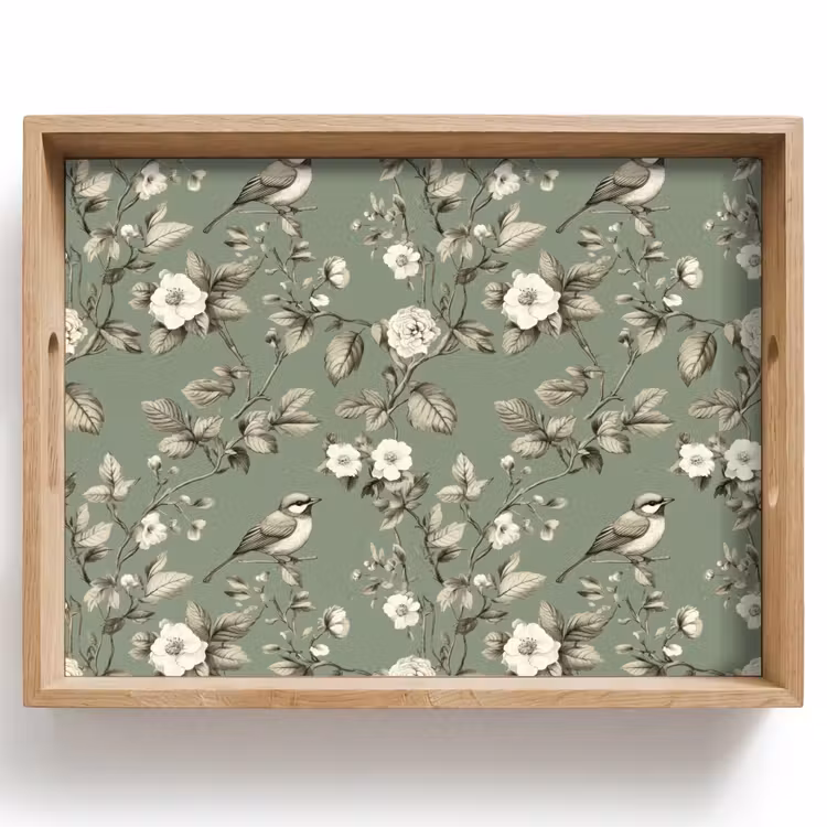 Dienblad - Botanisch - Vogels - Groen — 1