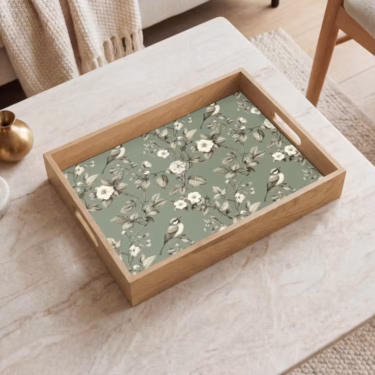 Dienblad - Botanisch - Vogels - Groen — 2