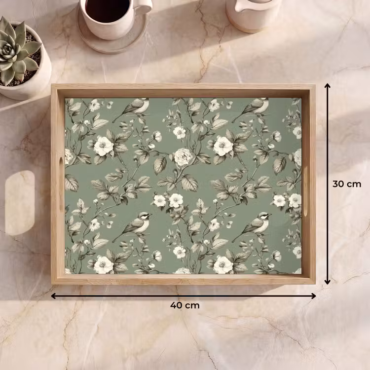 Dienblad - Botanisch - Vogels - Groen — 9
