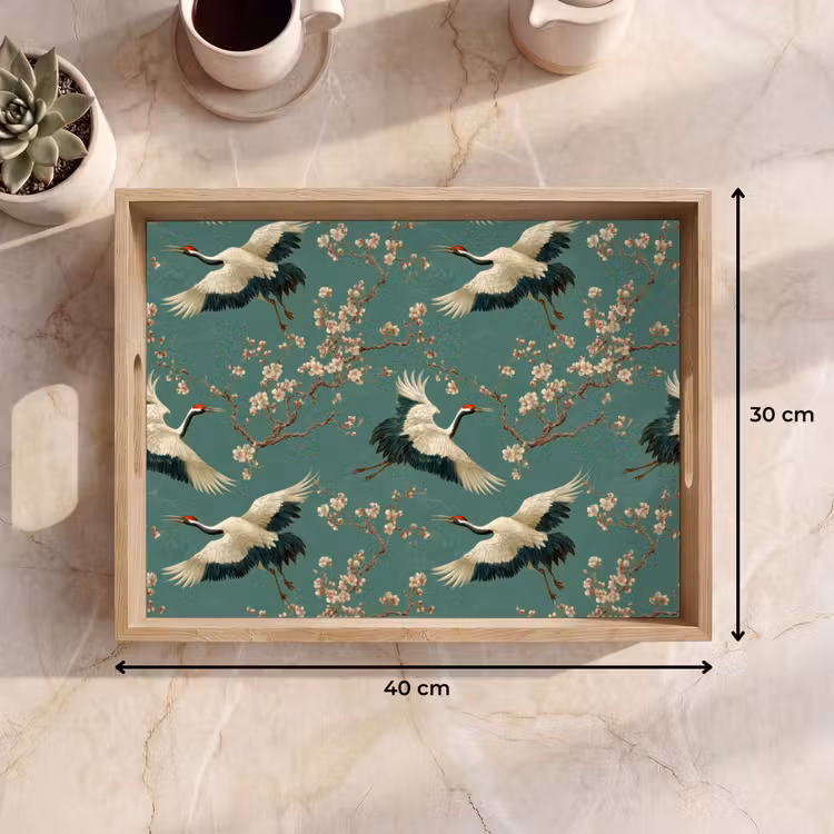 Dienblad - Kersenbloesem - Kraamvogels - Groen — 9