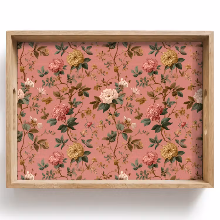 Dienblad - Klassiek - Botanisch - Roze — 1