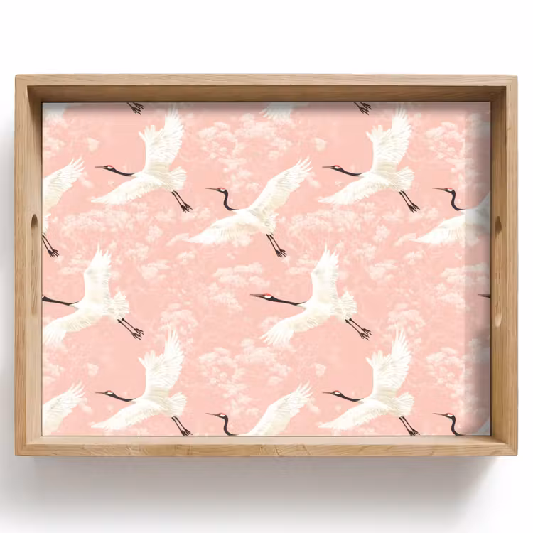 Dienblad - Kraanvogels - Bloesem - Roze — 1