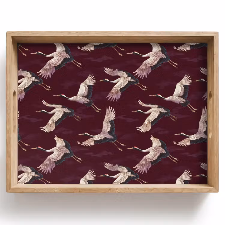 Dienblad - Kraanvogels - Klassiek - Bordeaux — 1