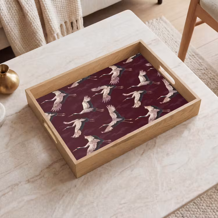 Dienblad - Kraanvogels - Klassiek - Bordeaux — 2