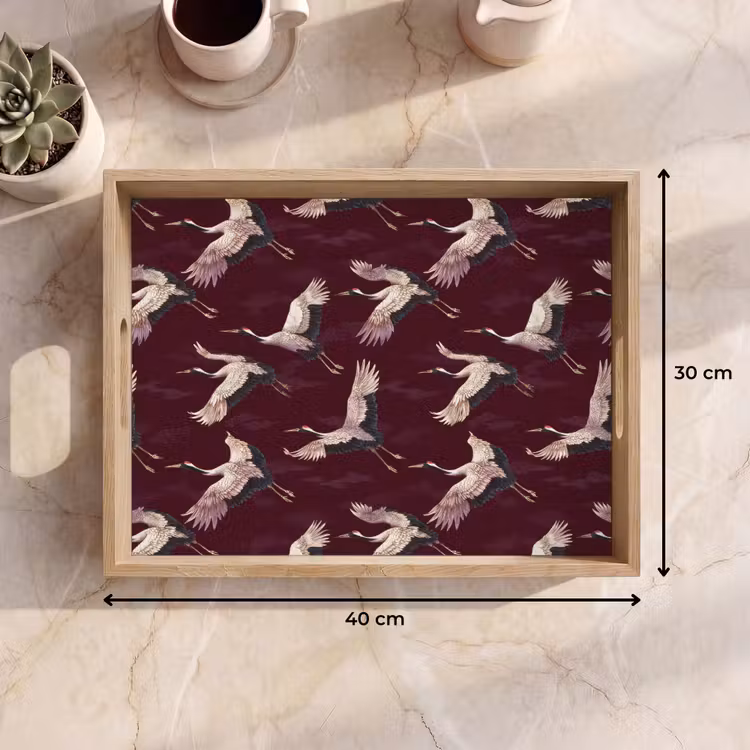 Dienblad - Kraanvogels - Klassiek - Bordeaux — 9